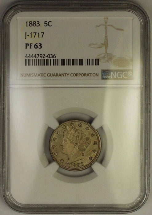 1883 Liberty V Nickel Pattern Proof 5c Coin NGC PF-63 J-1717 Judd WW