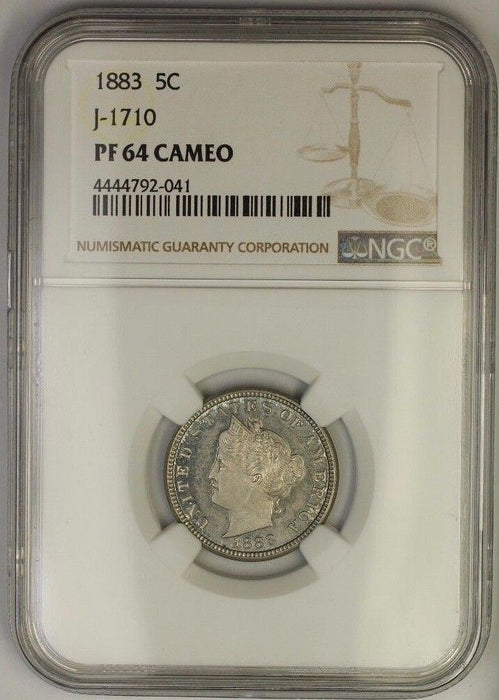 1883 Liberty Nickel Pattern Proof 5c Coin NGC PF-64 CAM Cameo J-1710 Judd WW