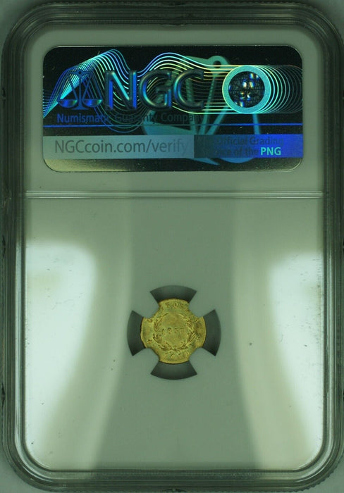 1858 Cal. Gold Token, Indian - Wreath #5, 13 Stars, Round 11.6MM NGC MS-66PL
