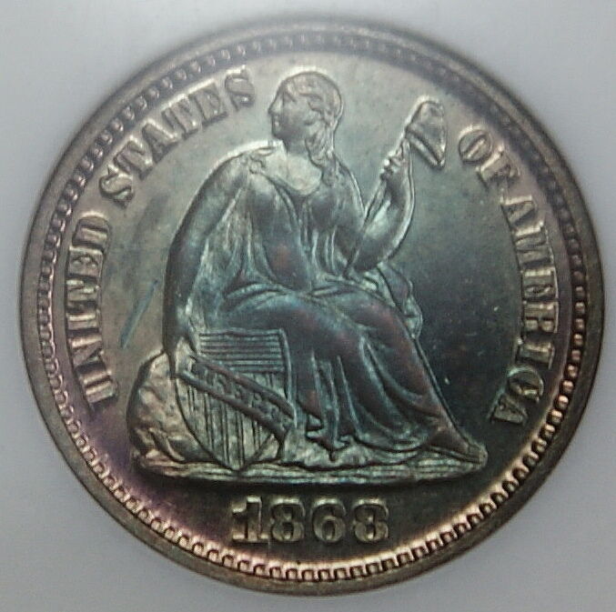 1868 Seated Liberty Proof Half Dime NGC PF-64 Toned OGH