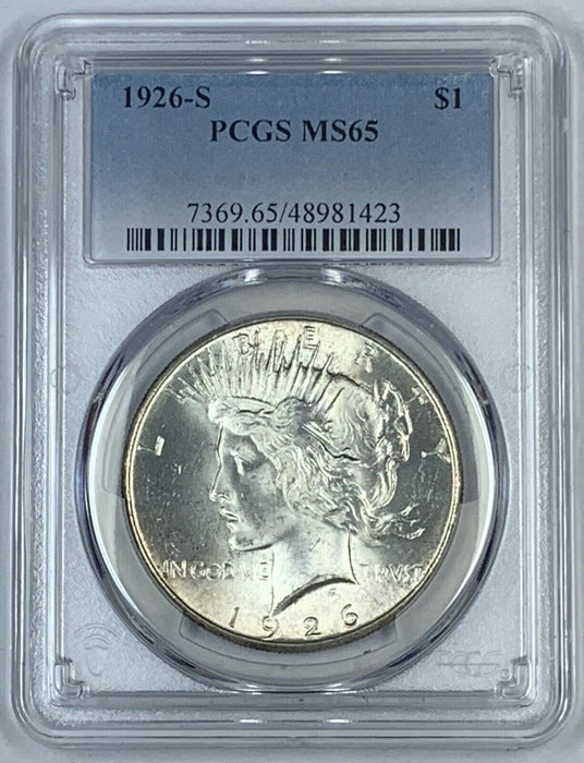 1926-S Peace Silver $1 Dollar Coin PCGS MS 65 (6)