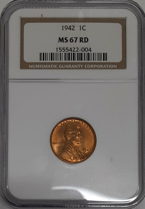 1942 Lincoln Wheat Cent 1c NGC MS-67 RD