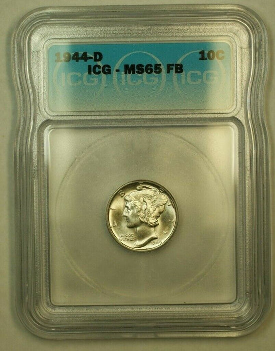 1944-D Silver Mercury Dime 10c Coin ICG MS-65 FB A