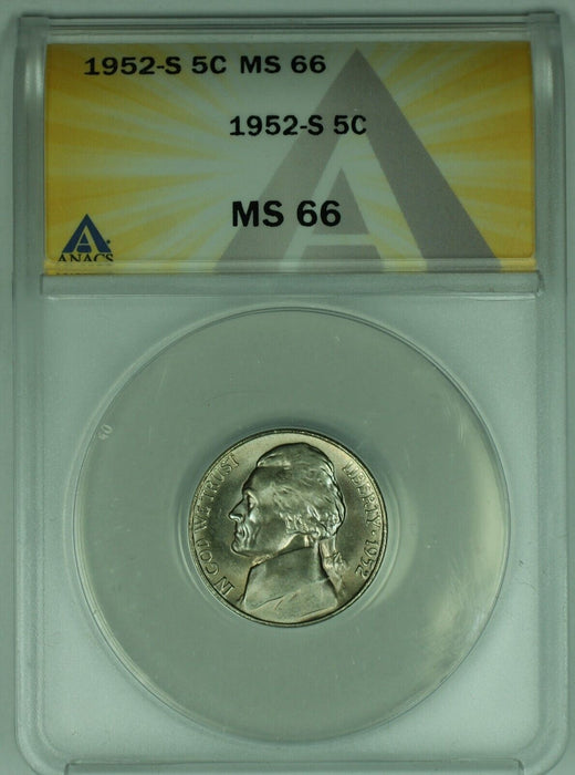 1952-S Jefferson Nickel 5C ANACS MS 66 (52) A