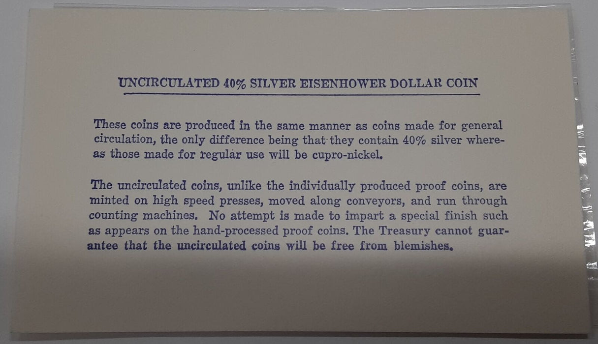 1971-S Uncirculated 40% Silver Eisenhower IKE Dollar Coin Mint Packaging UNC