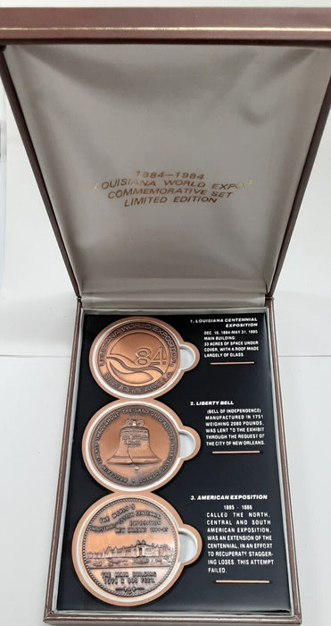 1884-1984 Louisiana World Expo Commemorative Medal Set In Original Case