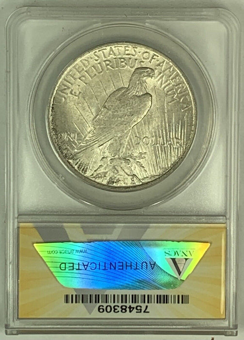 1923 Peace Silver $1 Dollar Coin Toned ANACS MS 62 A