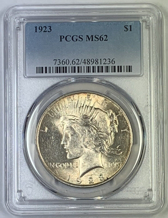 1923 Peace Silver $1 Dollar Coin PCGS MS 62 (6) A
