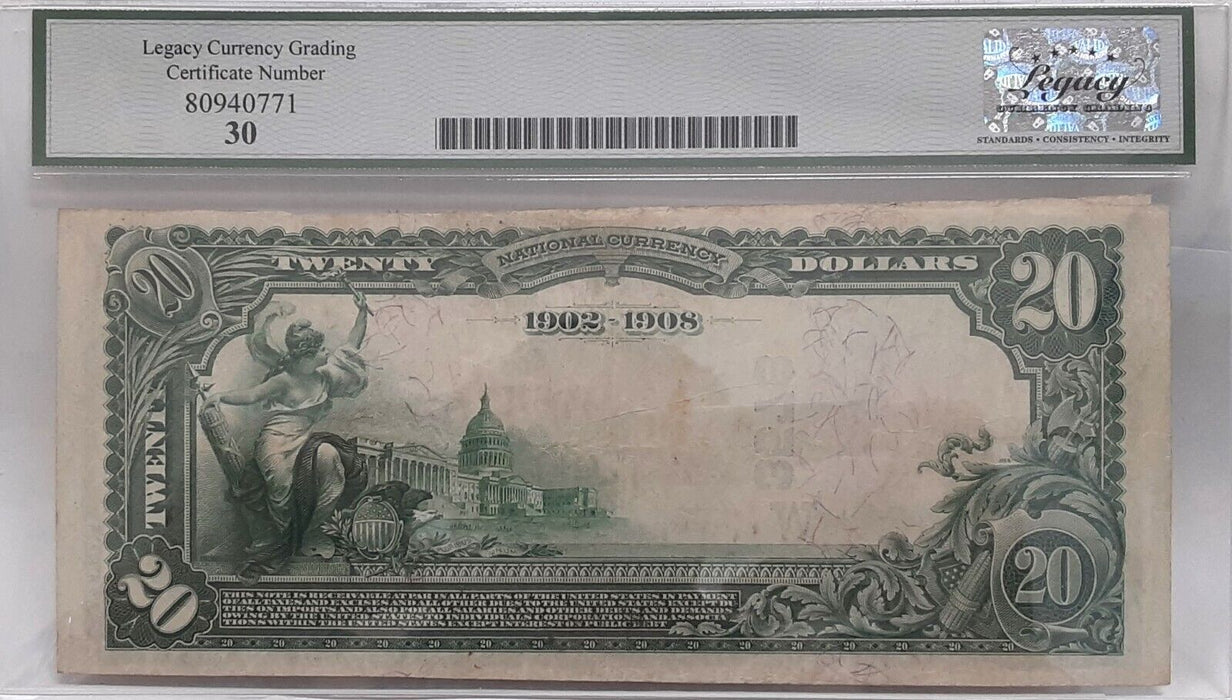1902 $20 Nat'l Currency DB Mitchell NB, Mitchell SD CH#W3578 Legacy VF-30