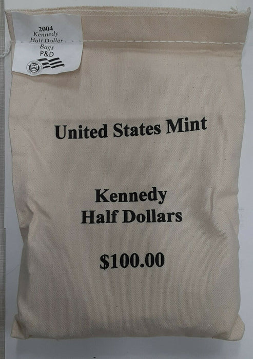 2004-P&D Kennedy Half Dollar $100 Mint Sealed Bag - 200 BU Coins