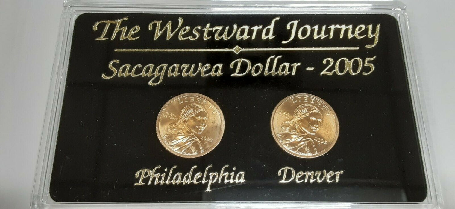 2005 P & D Sacagawea BU Dollars Westward Journey Commemoratives in Holder