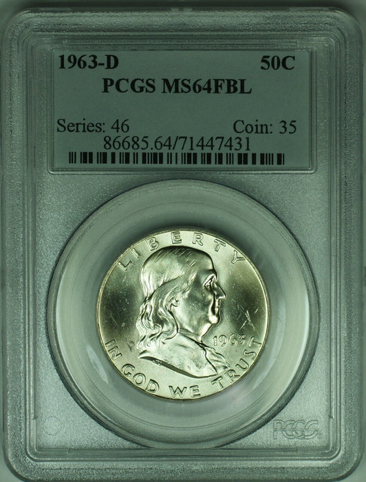 1963-D Franklin Half Dollar .50C PCGS MS 64 FBL (18) C