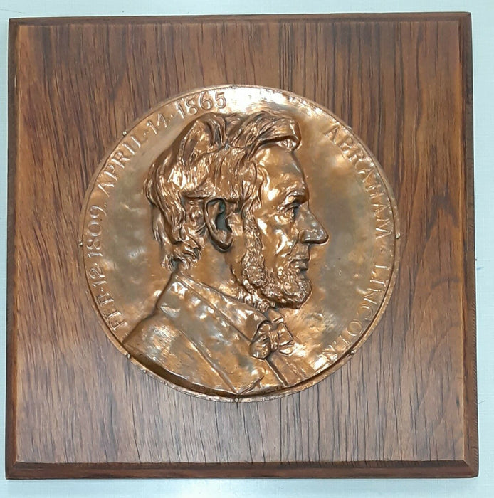 A. Lincoln Large High Relief Galvano 10" Diameter Copper Colored by Calverley