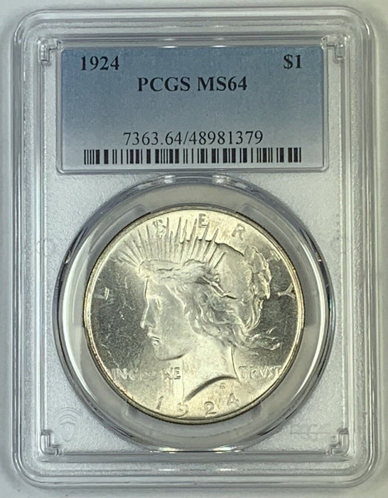 1924 Peace Silver $1 Dollar Coin PCGS MS 64 (6)