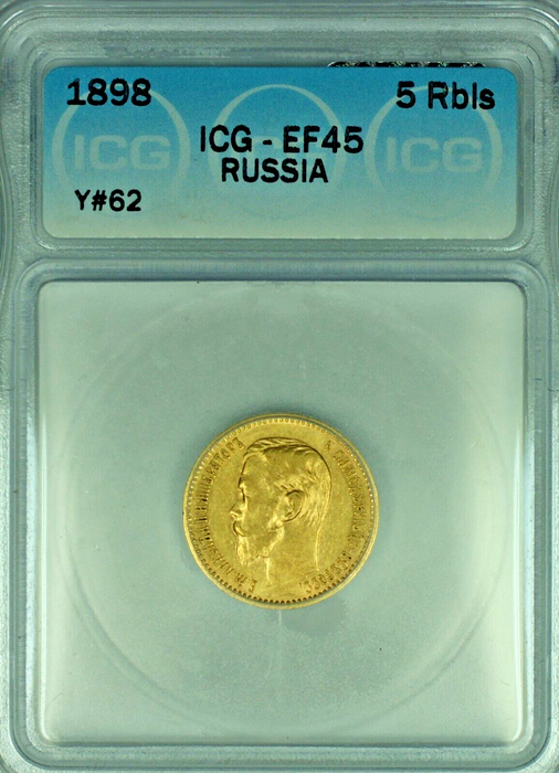 1898 5R Gold Coin ICG EF/XF 45