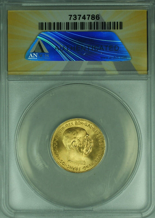 1915 Austria 20 Corona Restrike Gold Coin BU UNC ANACS MS-65
