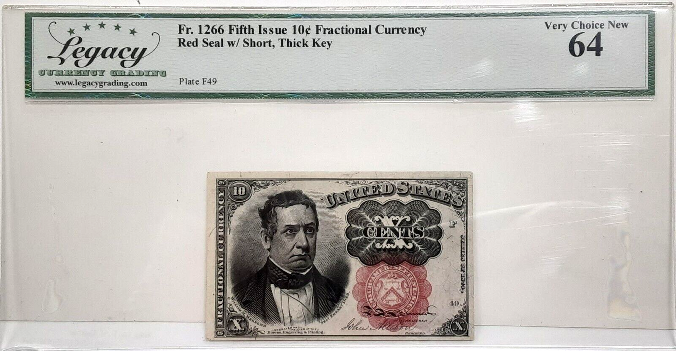Fr. 1266 5th Issue 10c Fractional Currency Red Seal Legacy Very Choice New 64