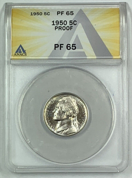 1950 Proof Jefferson Nickel .5c Coin ANACS PR 65