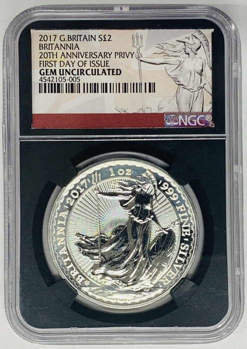 2017 Great Britain Britannia 1OZ Silver Coin NGC GEM UNC (2)
