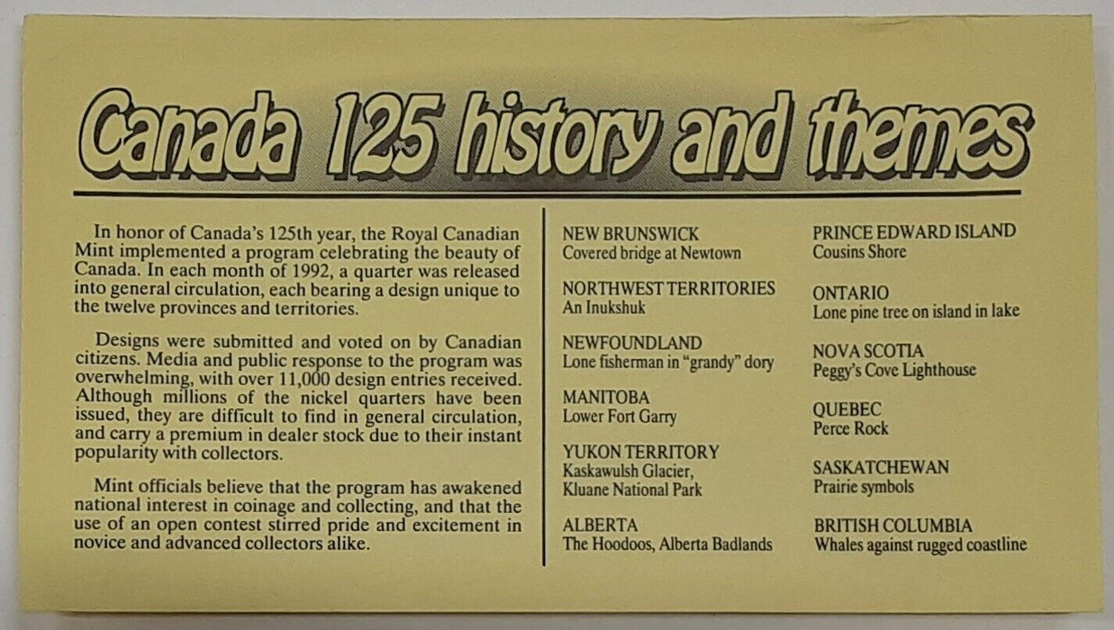 1992 Canada 125th Ann Commemorative 25 Cents Set- BU in Plastic Numismatic News
