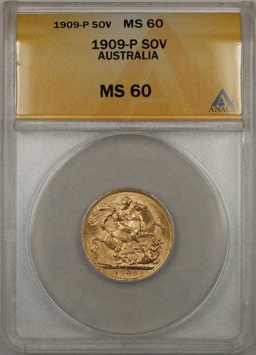 1909-P Australia Sovereign Gold Coin ANACS MS-60 (E AMT)