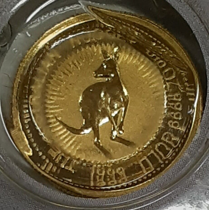 1999-P Australia Kangaroo $15 Gold Coin BU in Littleton Plastic