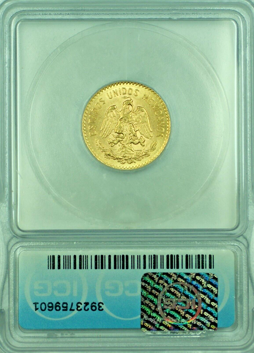 1920 Mexico 5 Pesos Gold Coin ICG MS 63