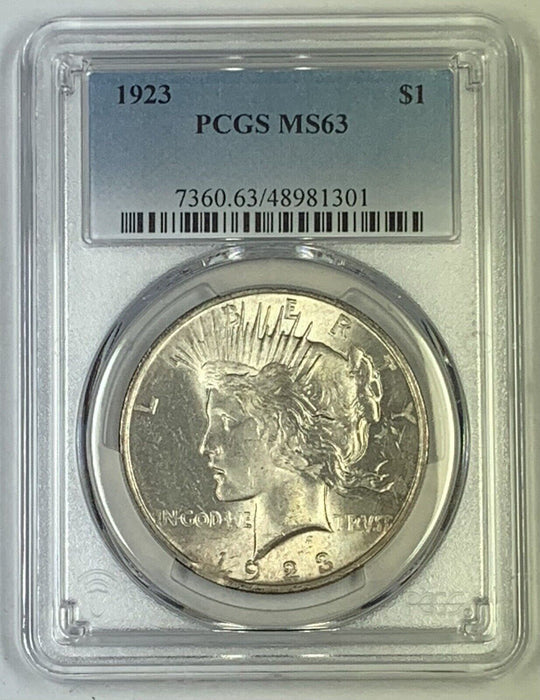 1923 Peace Silver $1 Dollar Coin PCGS MS 63 (6) A