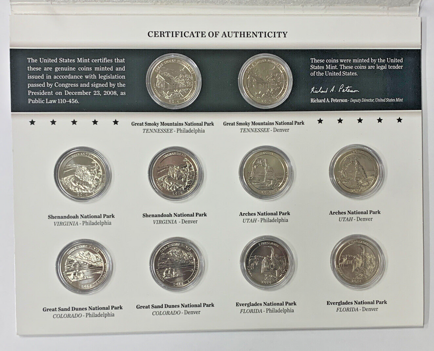 2014 U.S. Mint American The Beautiful Washington Quarter Coin Set