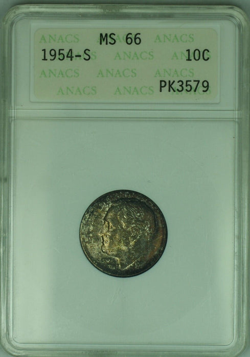 1954-S Roosevelt Dime  (OLD SOAP BOX) ANACS MS 66
