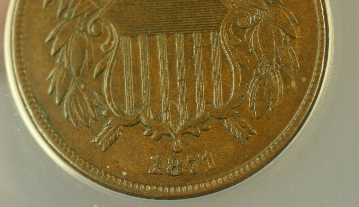 1871 Two Cent Piece 2c ANACS AU-50 (Repunched Date *FS-301*) (RS)