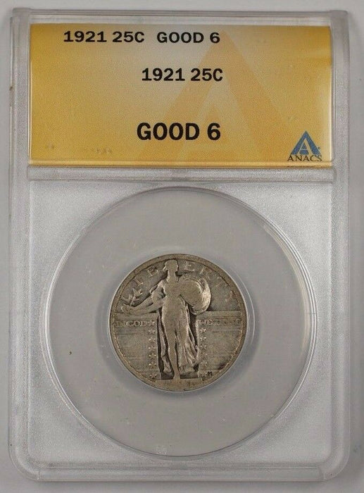 1921 Standing Liberty Quarter 25c Silver Coin ANACS G-6 (1)