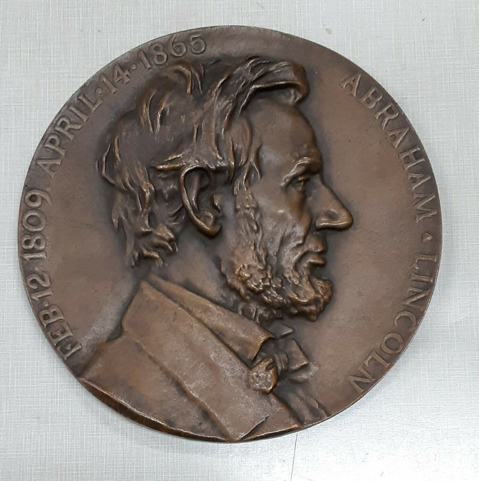 Abraham Lincoln Large High Relief Bronze Galvano 9.25 Inch Diameter