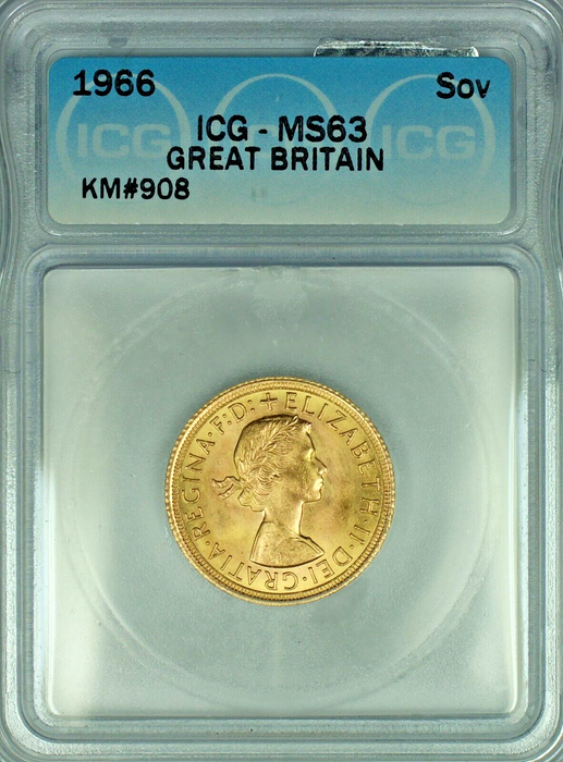 1966 Great Britain Sovereign Gold Coin ICG MS 63