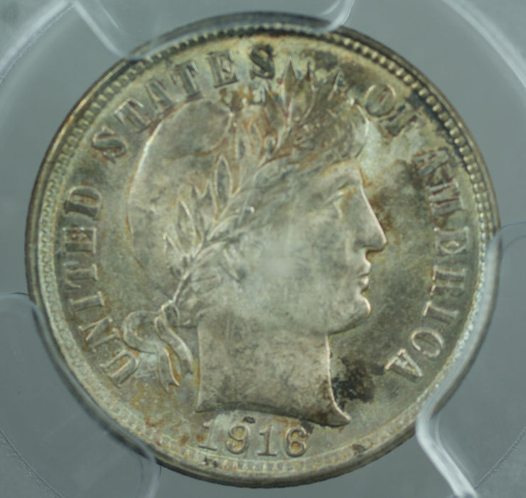1916 Barber Silver Dime, PCGS MS-64, Nicely Toned