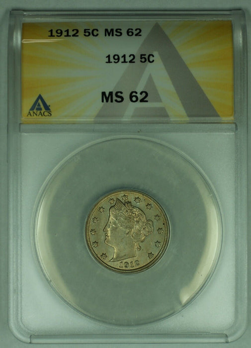 1912 Liberty V Nickel .5C ANACS MS 62