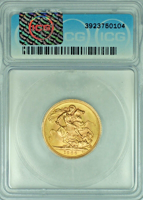 1966 Great Britain Sovereign Gold Coin ICG MS 63