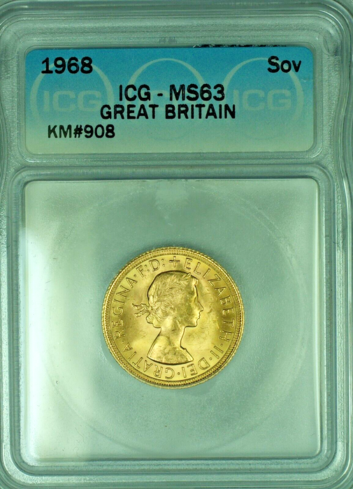 1968 Great Britain Sovereign Gold Coin ICG MS 63 B