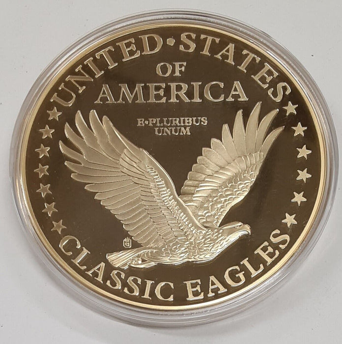 Classic Eagles of US Coinage American Mint Gold Plated Copper-Nickel Round W/COA