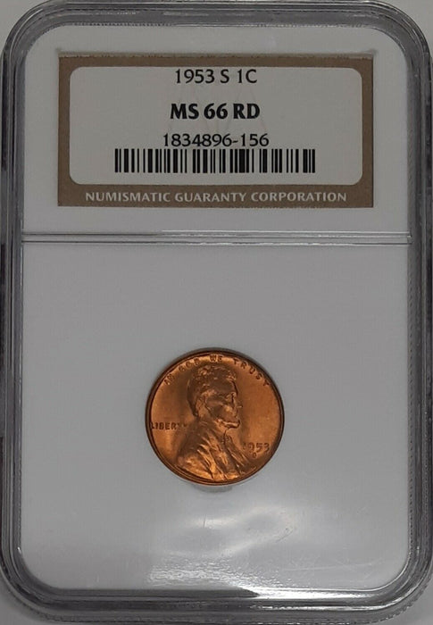 1953-S Lincoln Wheat Cent 1c NGC MS-66 RD