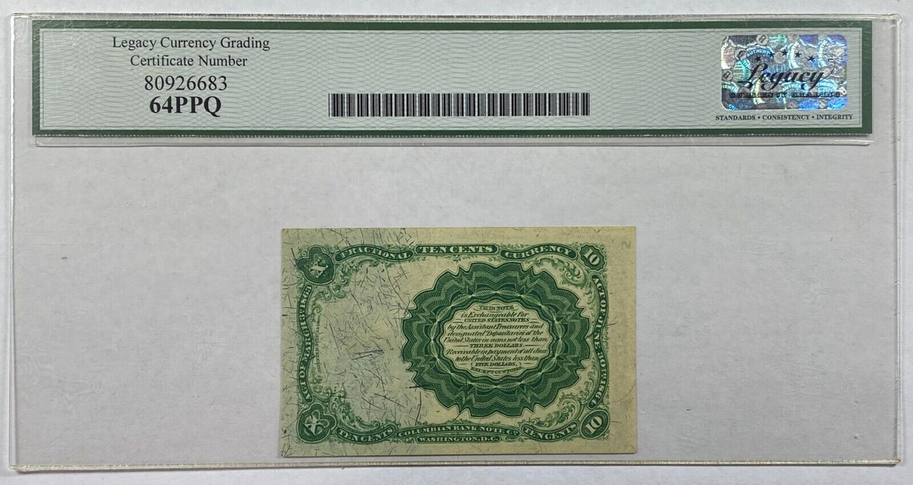 Fr. 1264 5th Issue 10c Fractional Currency Green Seal Legacy Very Ch New 64PPQ