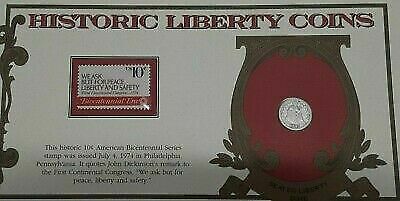 Historic Liberty Coins 1845 Seated Liberty Dime W/Stamp in Information Card