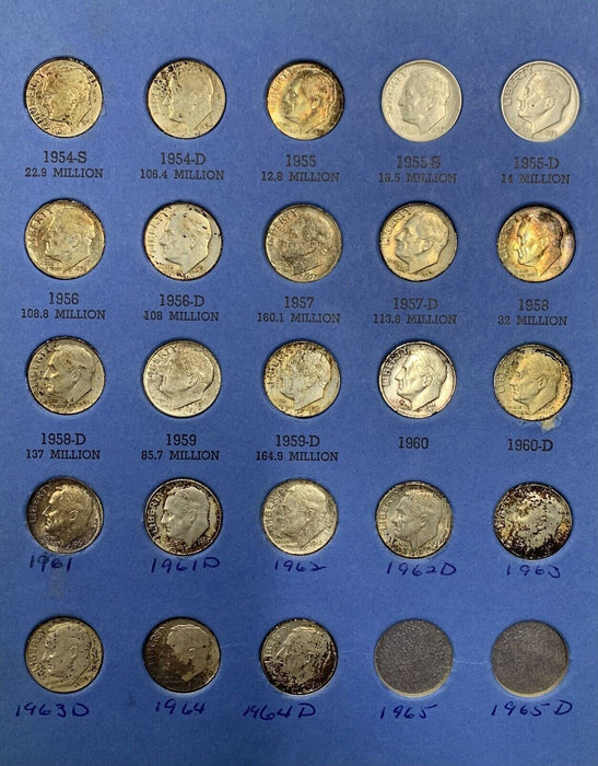 1946-1964 Roosevelt Silver Dime Complete Set-Whitman Coin Folder (XX)