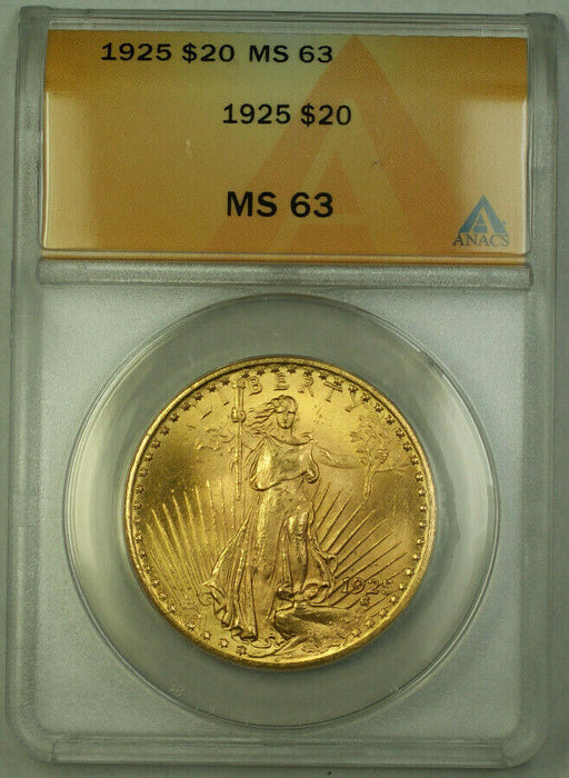 1925 St. Gaudens Double Eagle $20 Gold Coin ANACS MS-63 (B)