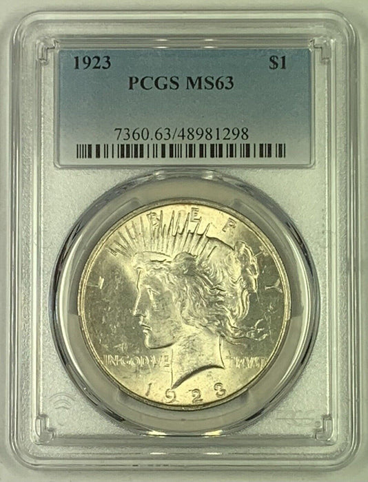 1923 Peace Silver $1 Dollar Coin PCGS MS 63 (6) E
