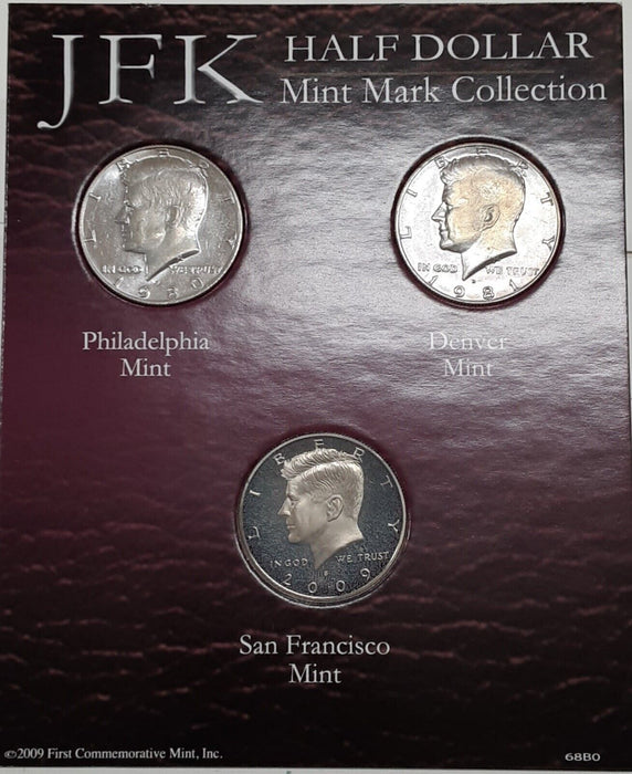 Mixed Date Kennedy Half Dollar Mint Mark Collection in FCM Card
