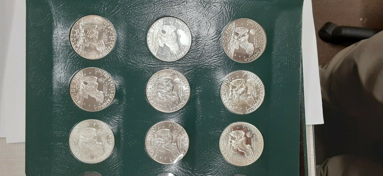 Complete Eisenhower Dollar Collection 32 BU/PF Coins in Intercept Shield Album