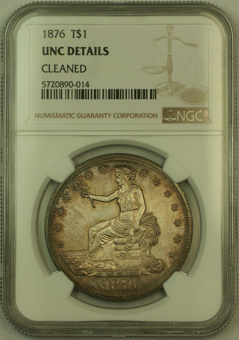1876 Trade Silver Dollar $1 NGC UNC Details (KH)