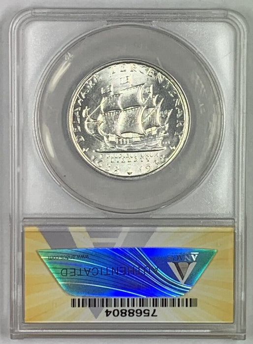 1936 Delaware Half Dollar Commemorative Coin ANACS MS-60 Details (Looks Better)