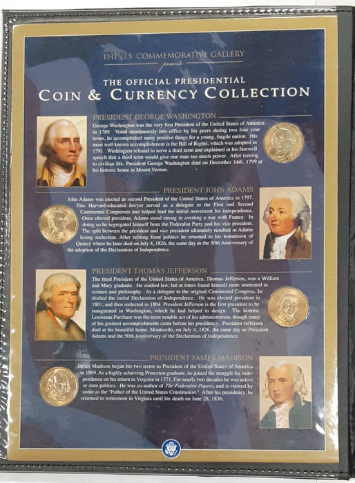 Official Presidential US Coin & Currency Set in Handsome Info Folder